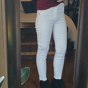 7 for all mankind Roxanne Raw-Edge Ankle Skinny Jeans in White